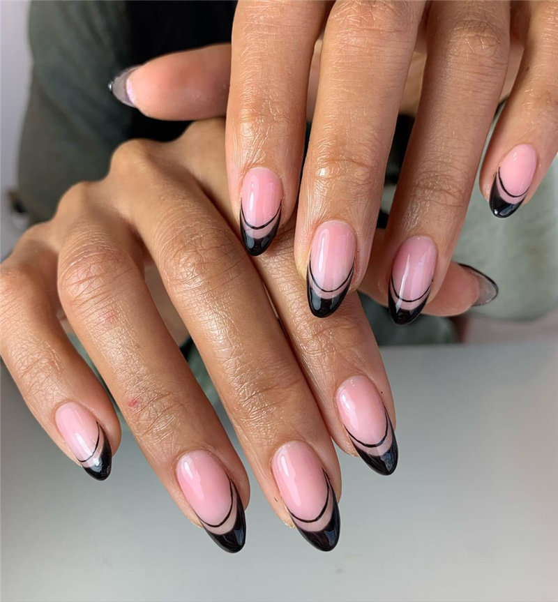 Black French Manicure With A Modern Twist