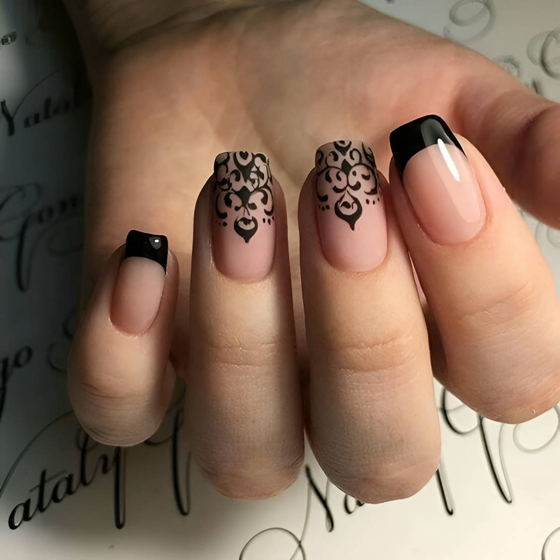 Black Lacy French Tips