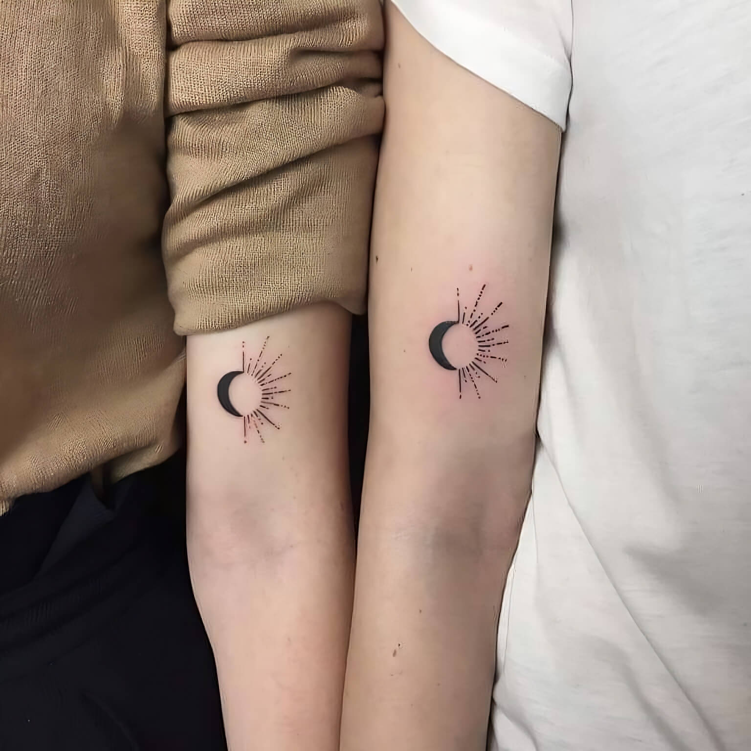 Black Sun And Moon Matching Tattoos For Best Friends