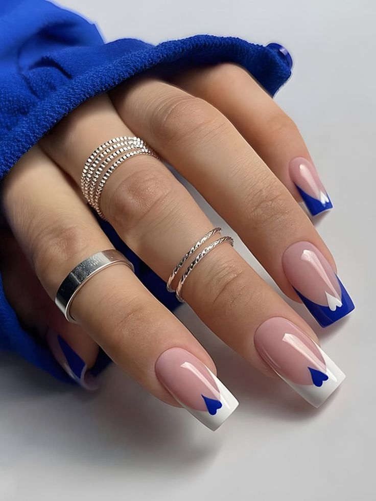 Blue And White French Tips