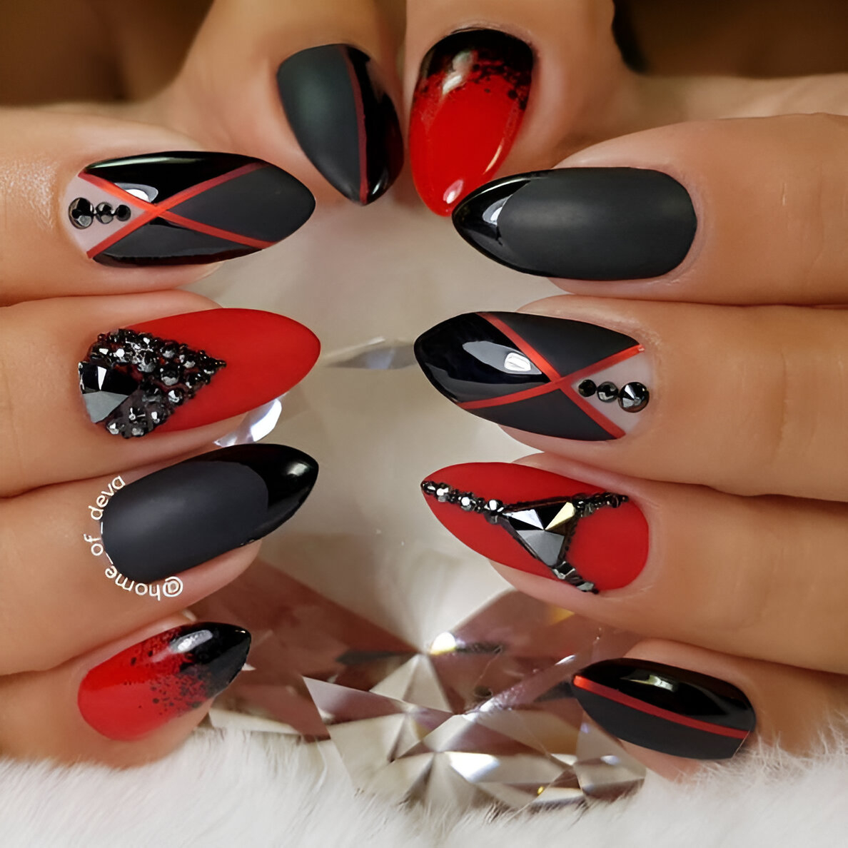 Bold Black And Red Nail Designs