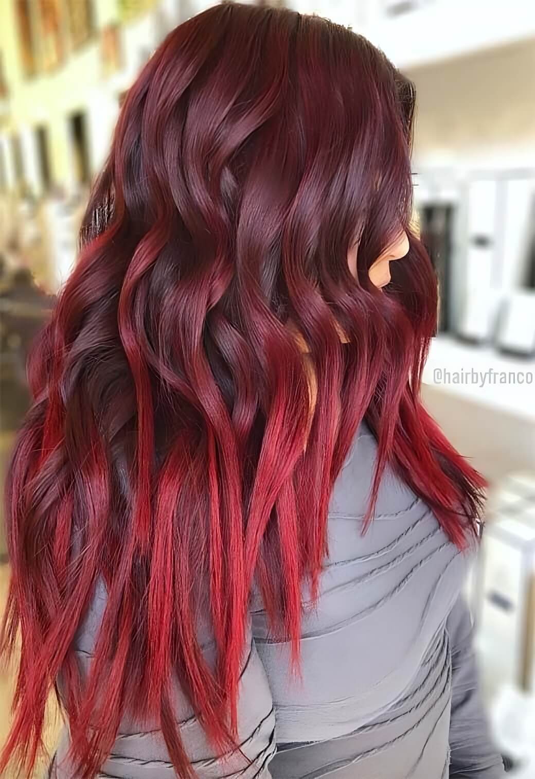 Burgundy Dark Red Hair With Wine-Tipped Ends