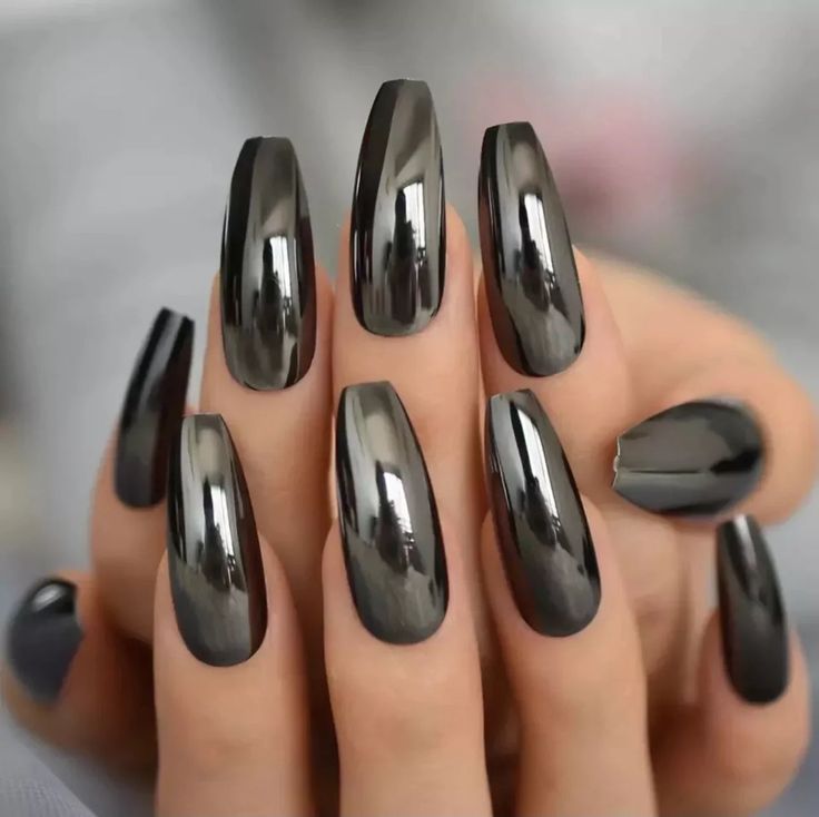 Classy Black Mirror Manicure