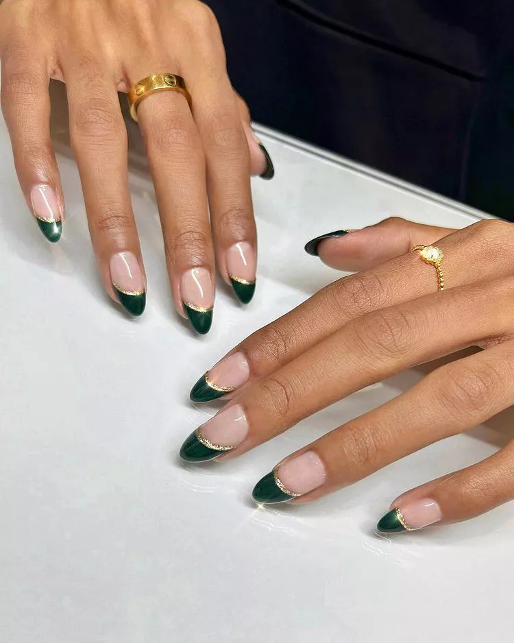 Classy Green French Tips