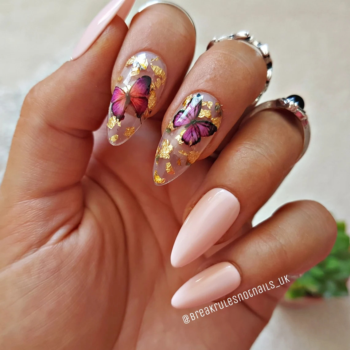 Clear Acrylic Nails With Gold