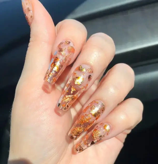 Clear Gold Nails