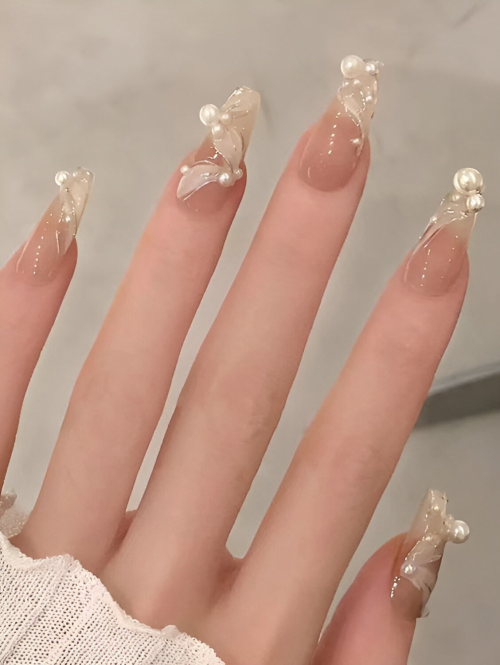 Coffin Nails With Pearls