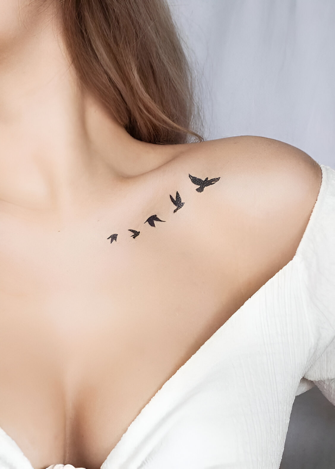 Collarbone Ink With Bird Design