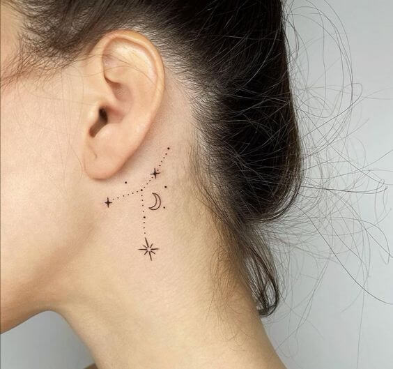 Constellation Behind-The-Ear Tattoos