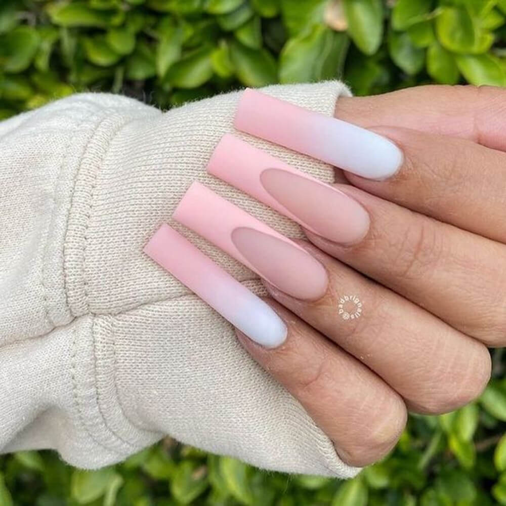 Cotton Candy Square French Tip Nails