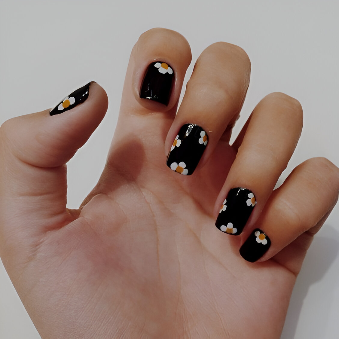 Floral Black And White Nail Designs