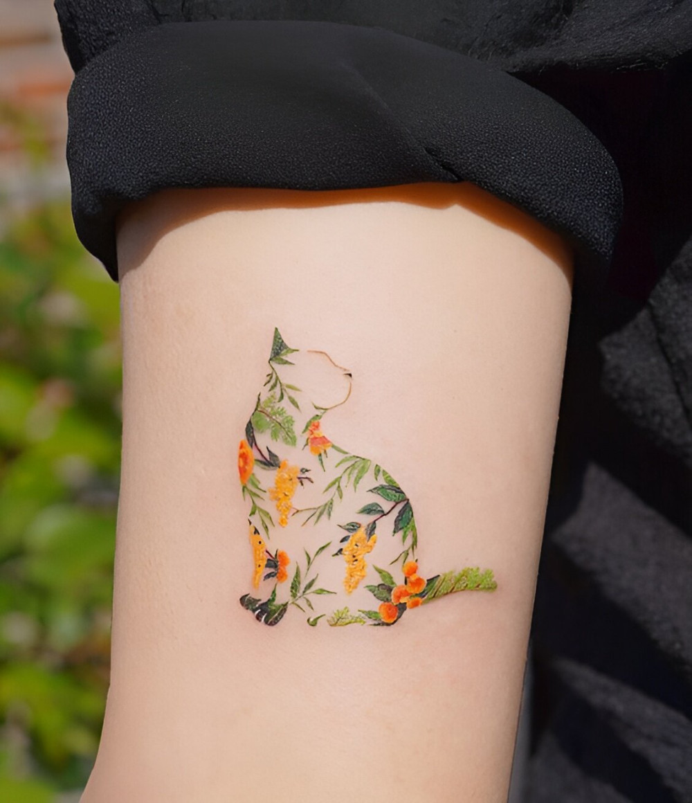 Floral Cat Tattoos