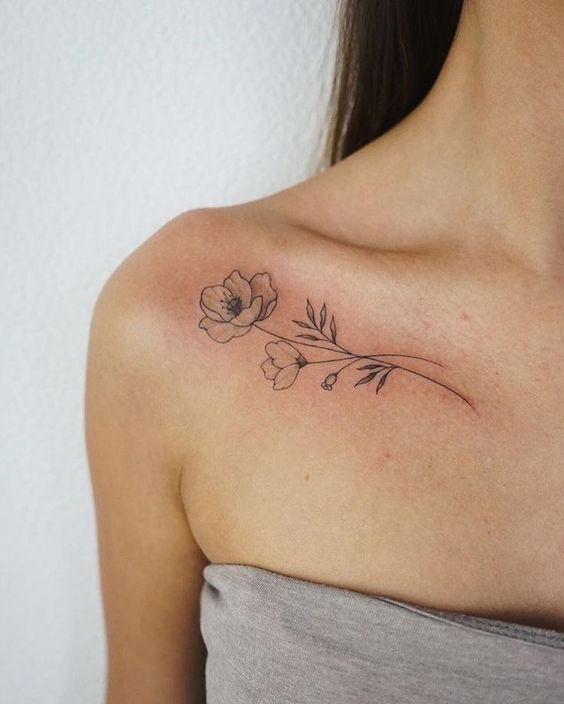 Floral Collarbone Tattoo