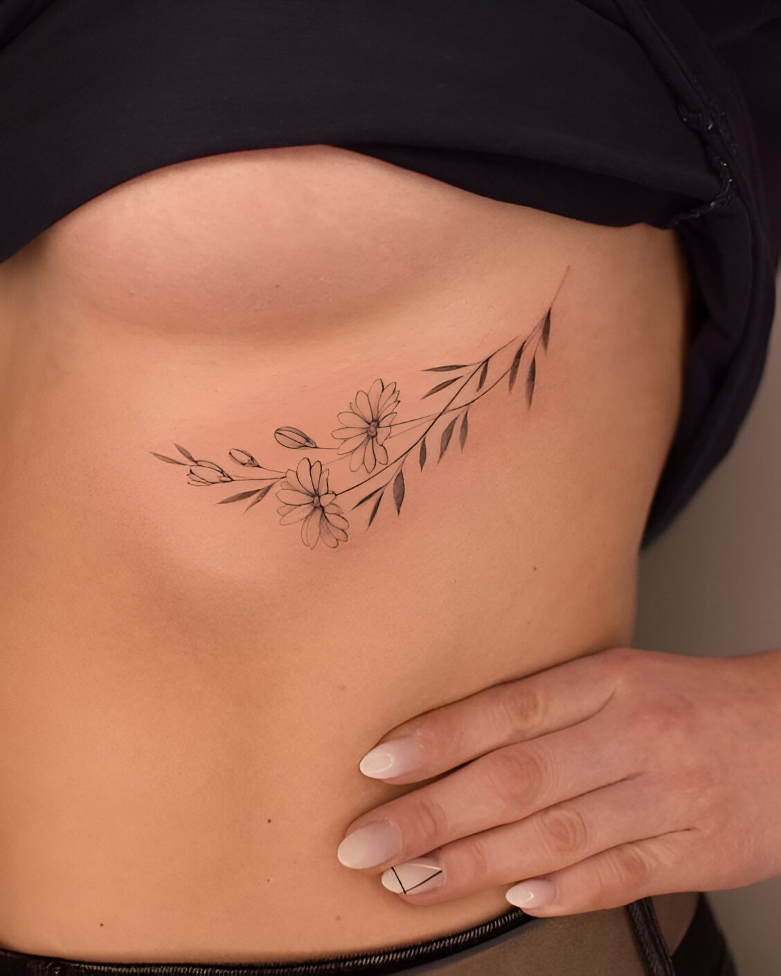 Flower Underboob Tattoo