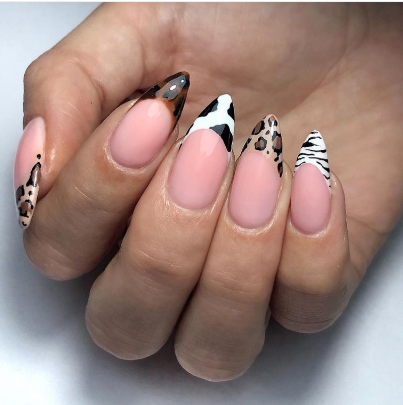 Fun Animal-Themed French Manicure
