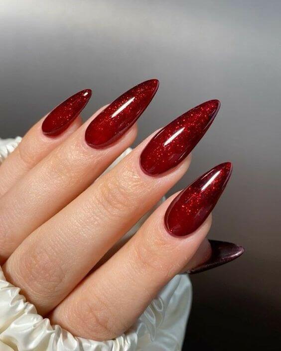 Glittered Red Nails