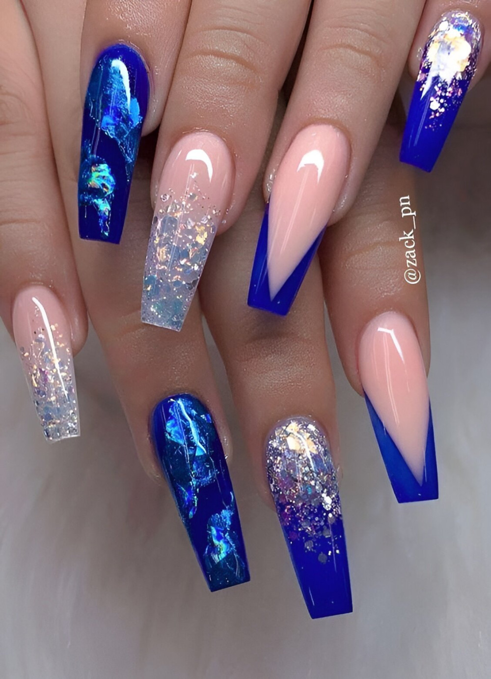 Glittered Royal Blue Nails