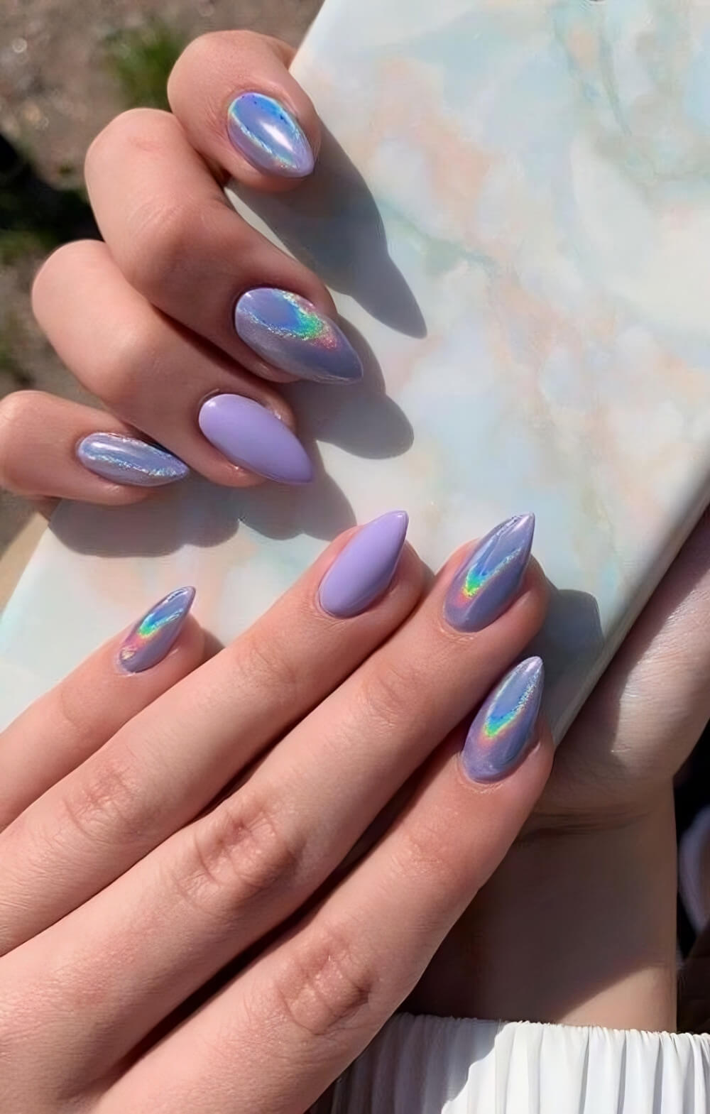 Holographic Purple Nails