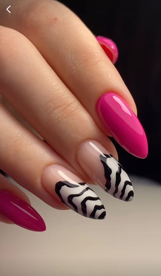 Hot Pink Zebra French Tips