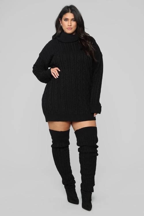 Knitted Plus Size Little Black Dress