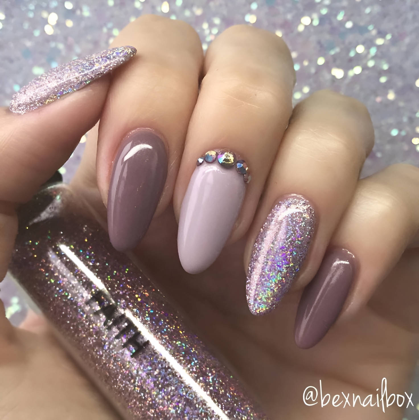 Lavender Glittered Nails
