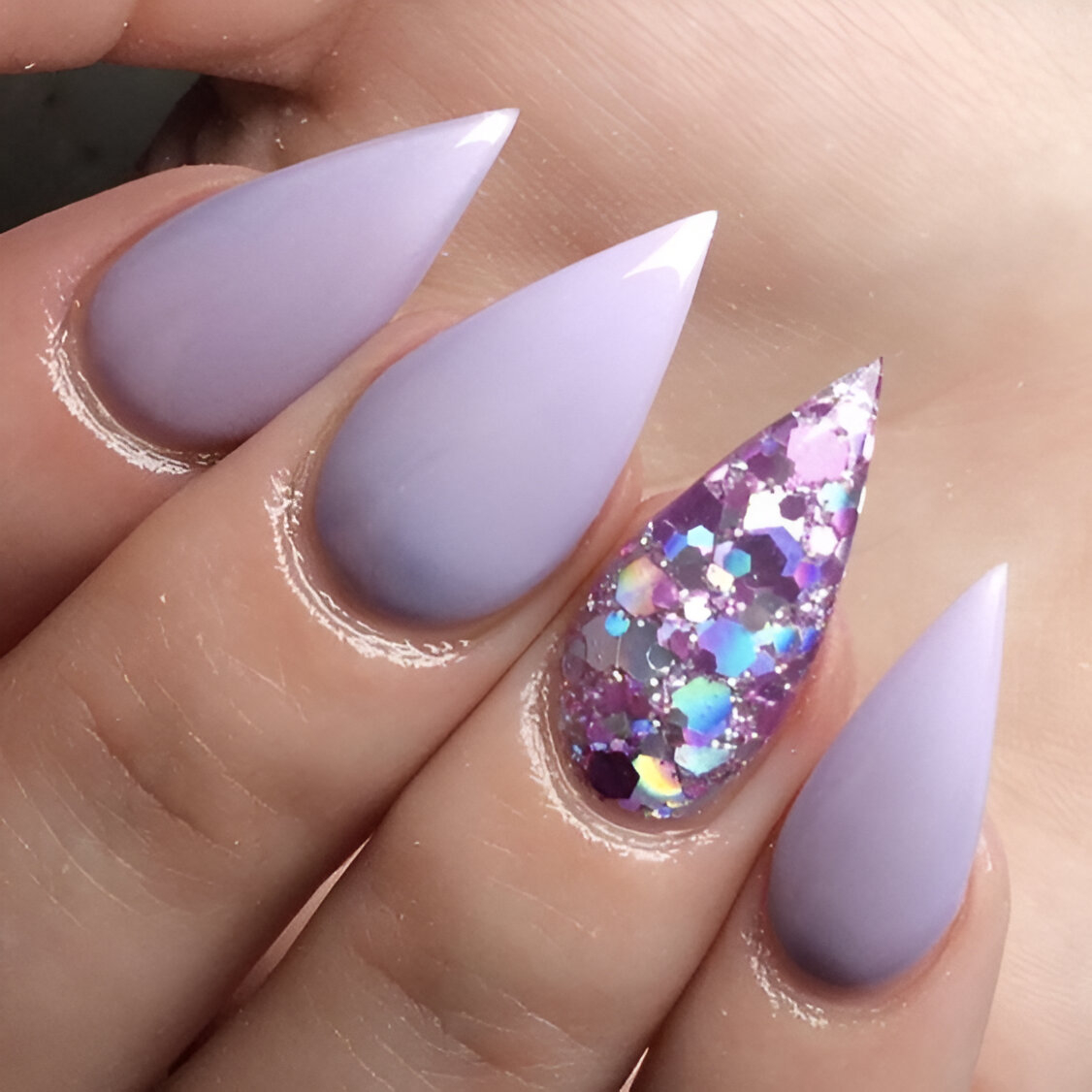 Lavender Short Pointy Nails