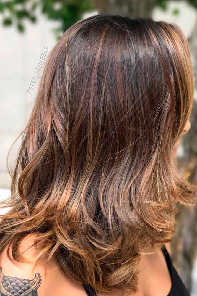 Layered Hair With Caramel Highlights
