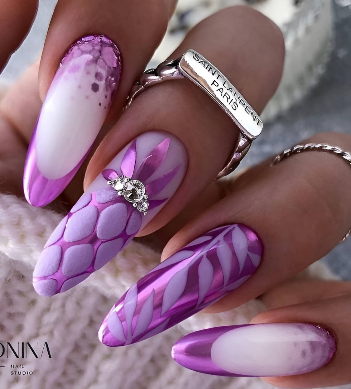 Marble Purple Nail Designs