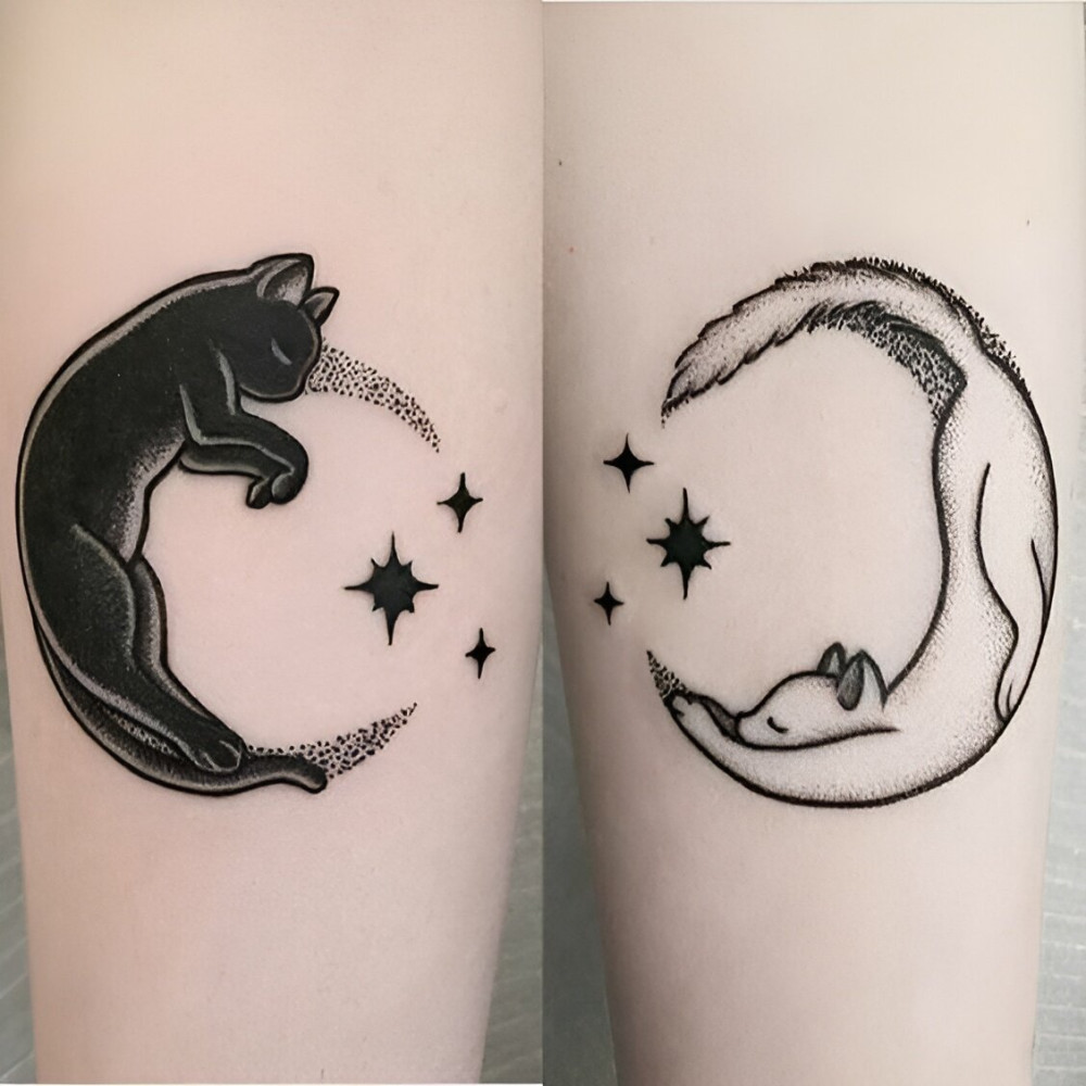 Matching Cat Tattoos For Best Friends