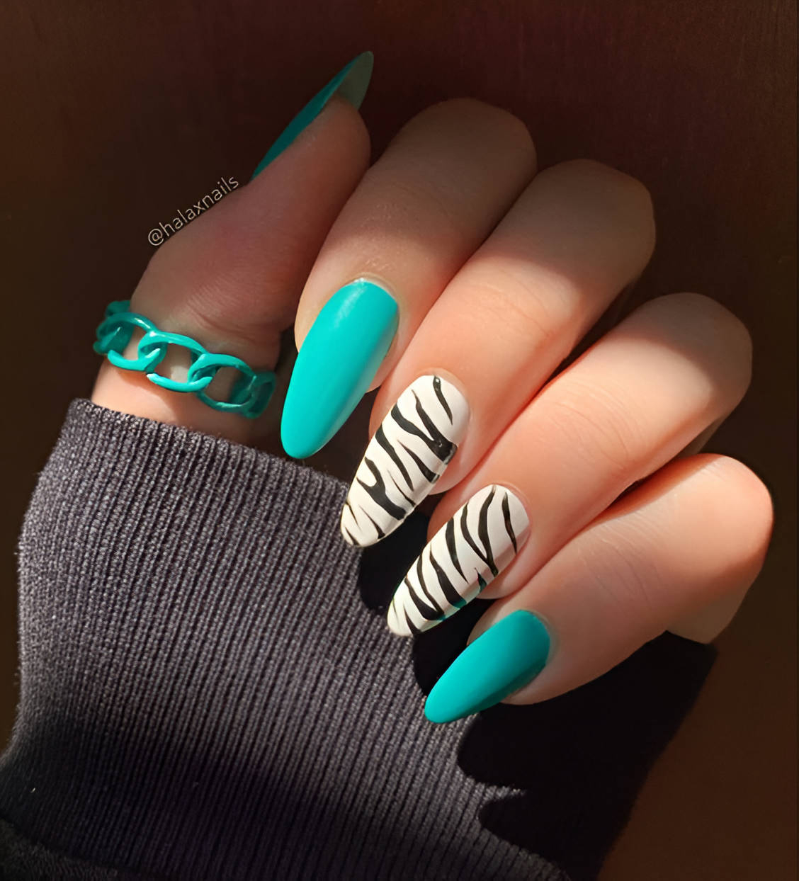 Matte Blue Zebra Nails
