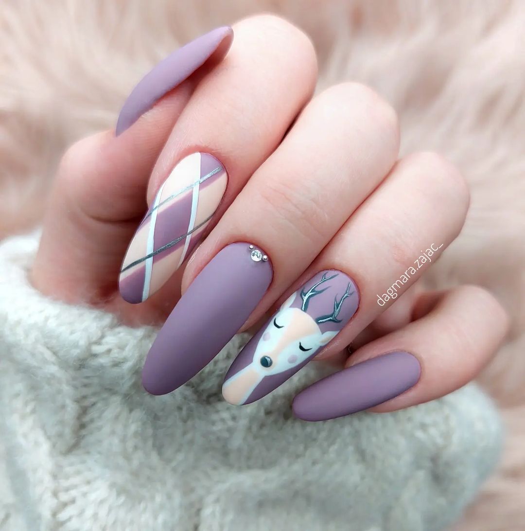 Matte Winter Purple Nail Designs