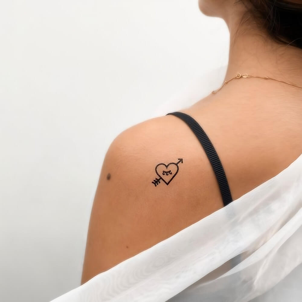 Mini Heart Tattoo For Shoulder