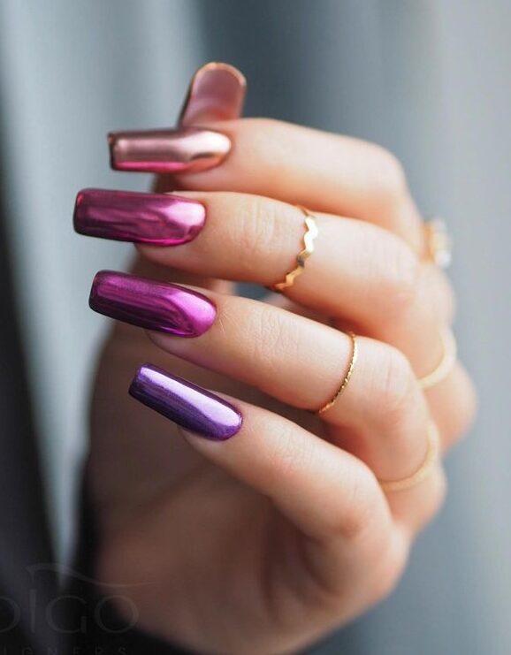 Mirror Chrome Purple Nails