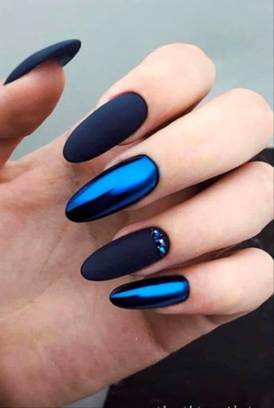 Mirror Chrome Royal Blue Nails