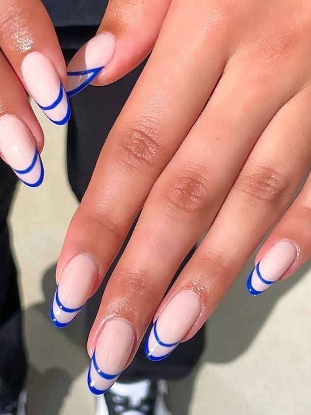 Negative-Spaced Blue French Tips