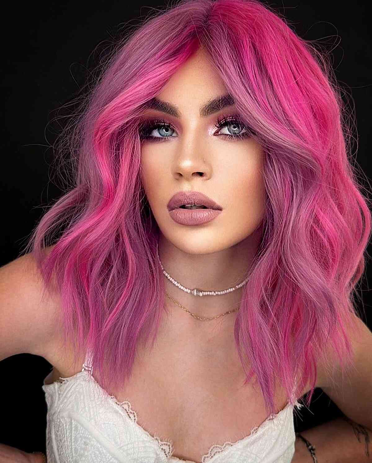 Neon Pink Shaggy Cut