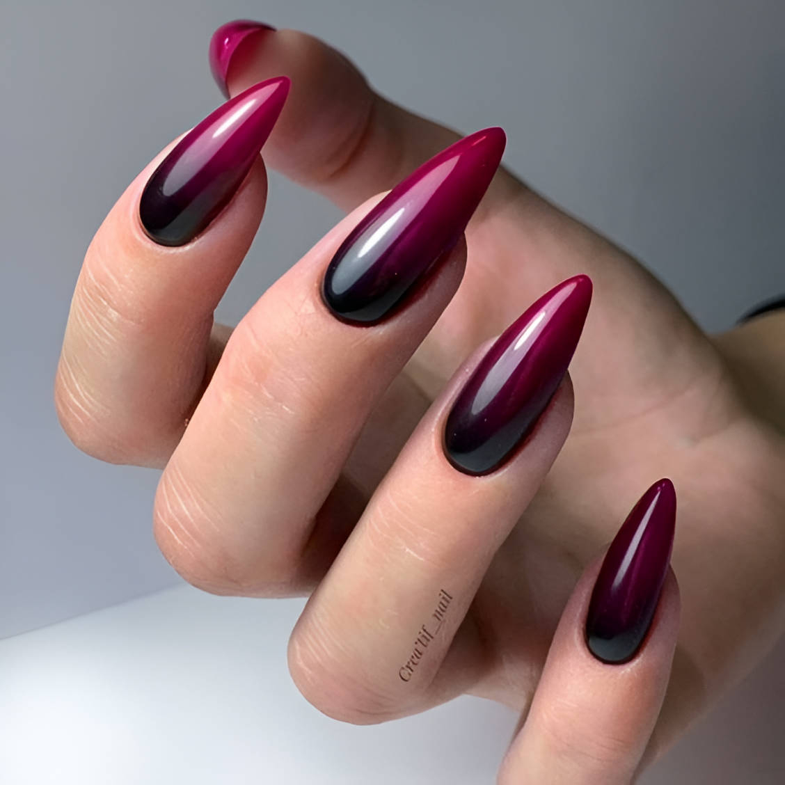 Ombre Burgundy Nail Design