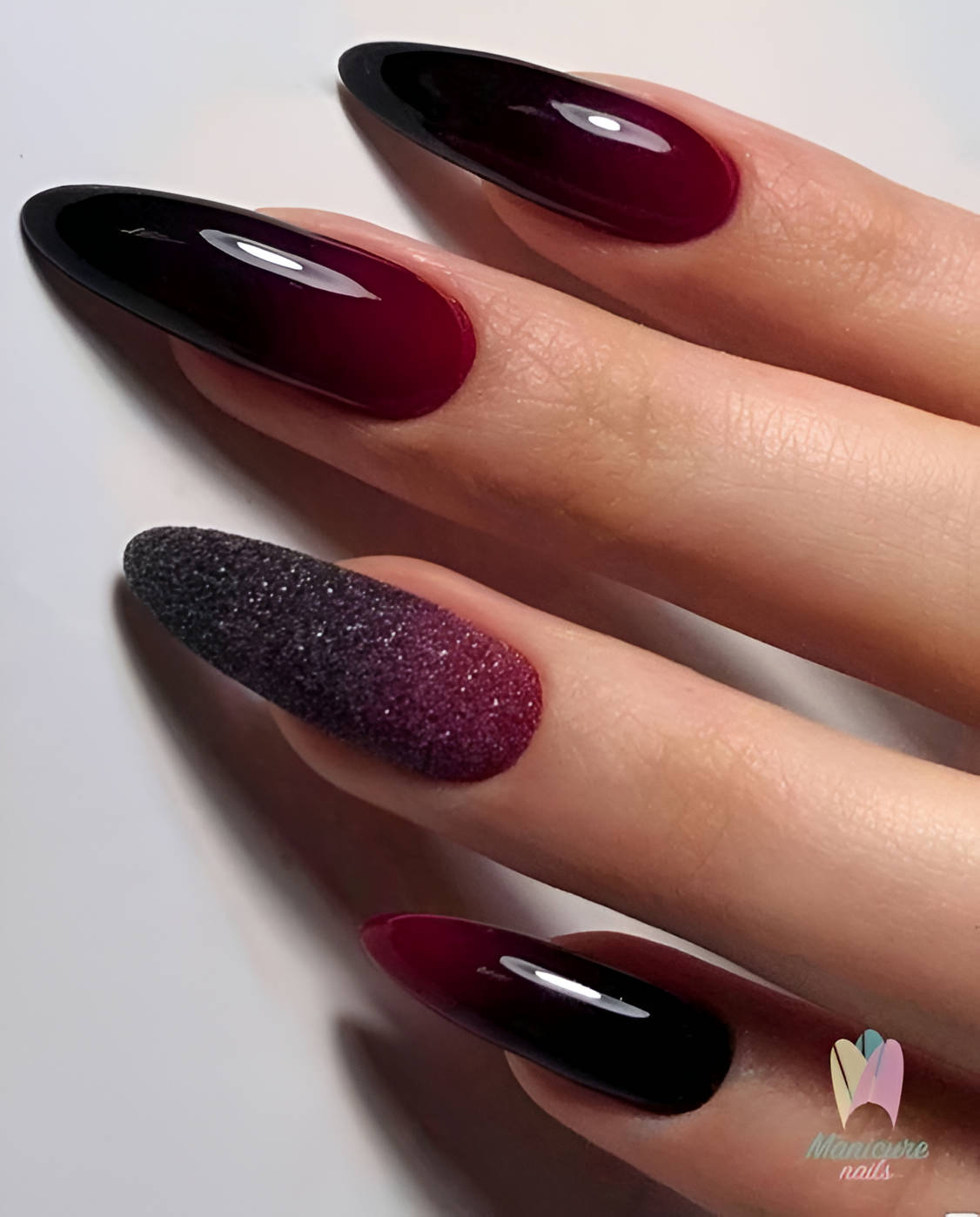 Ombre Burgundy Nails