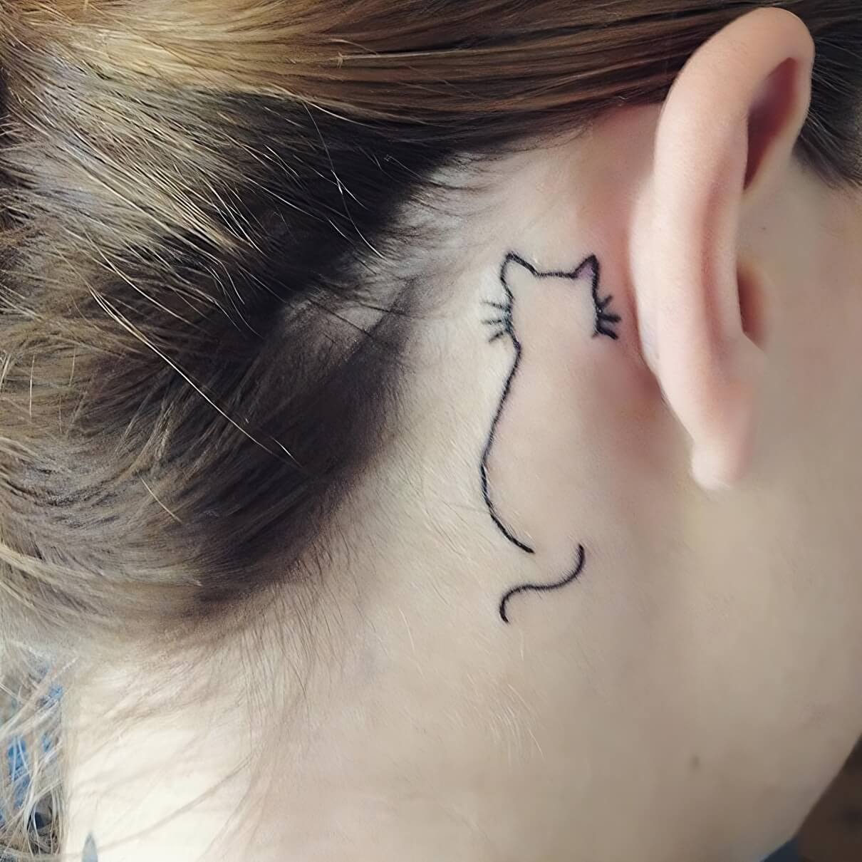 One-Line Cat Tattoo Design
