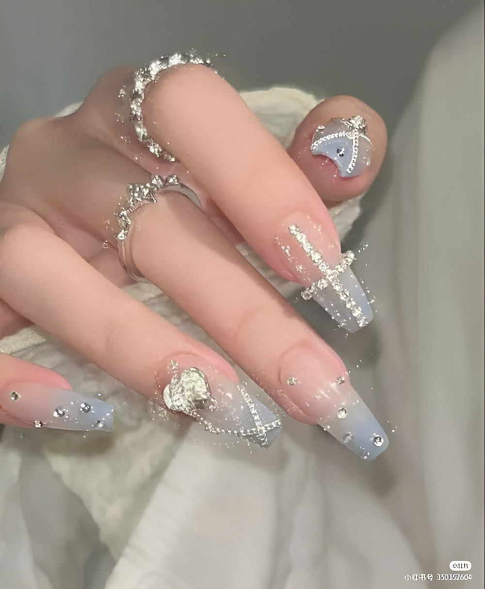 Pastel Blue Ombre Tips