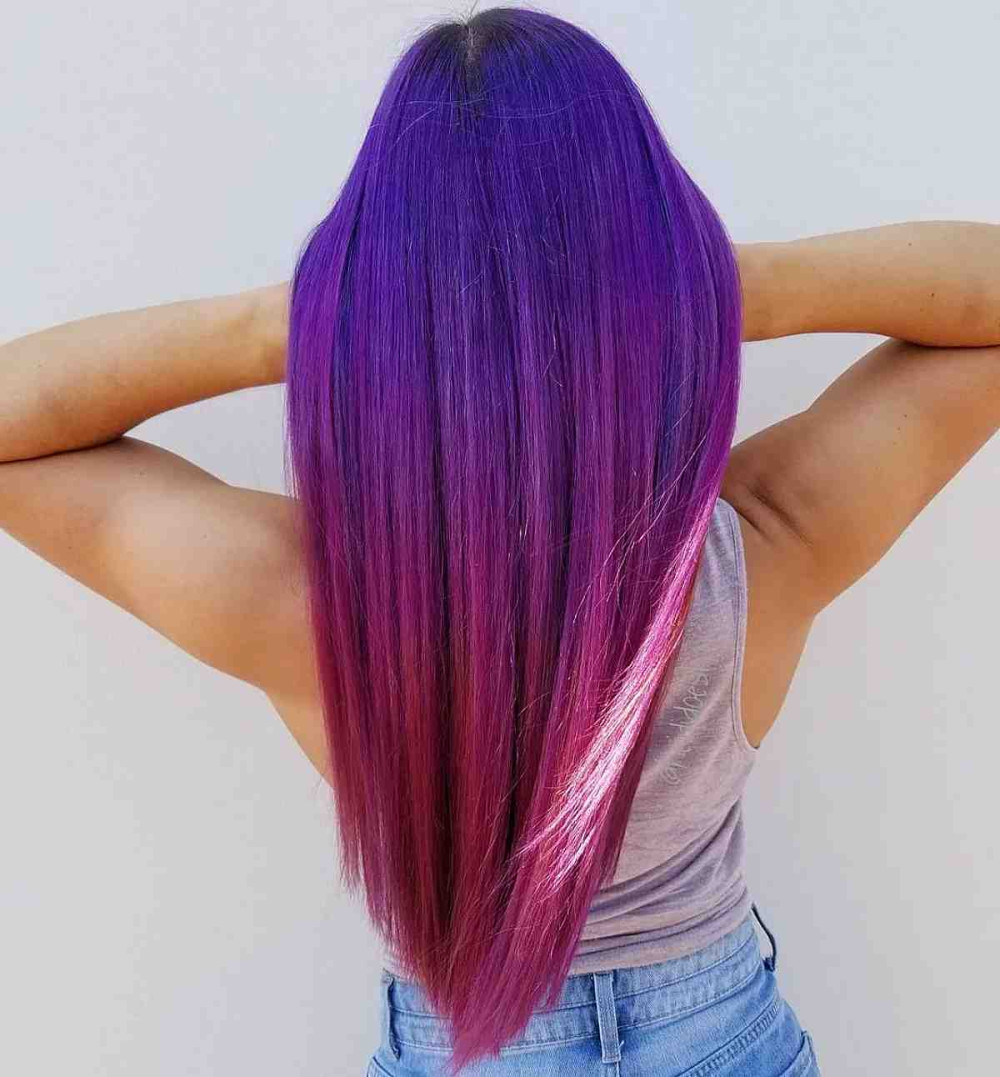 Pin Straight Pink And Purple Ombre