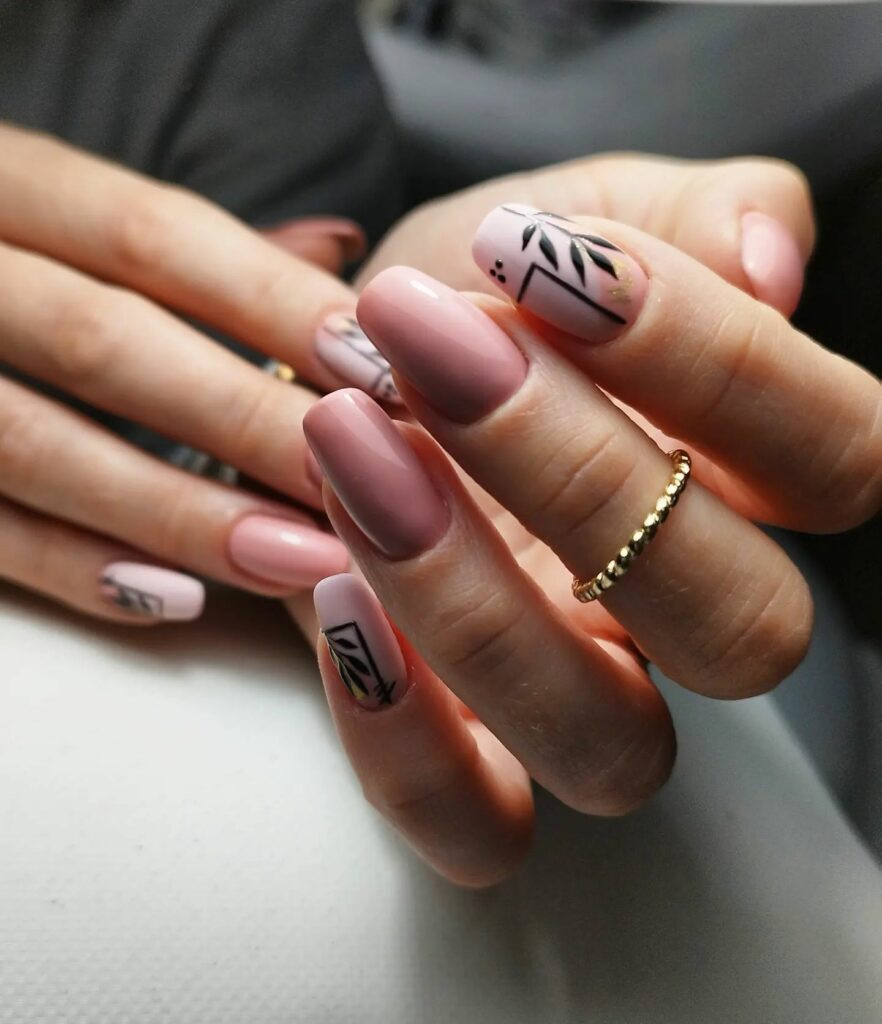 Pink And Beige Nails