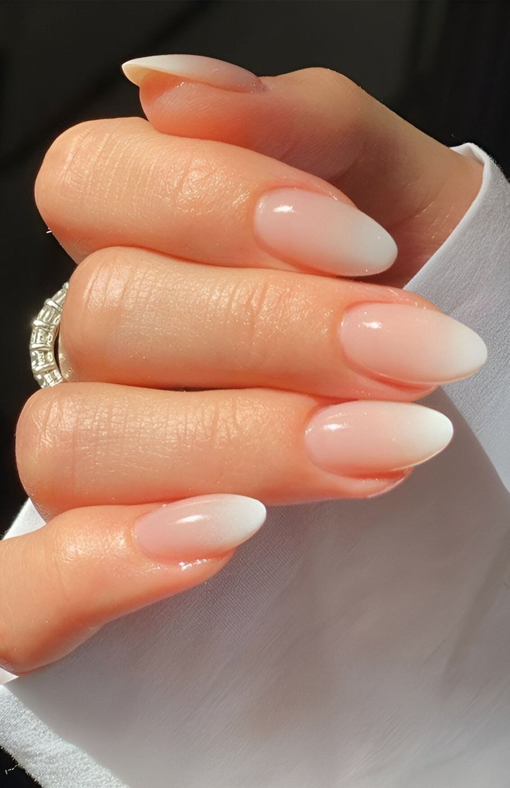 Pink And White Gradient Nails