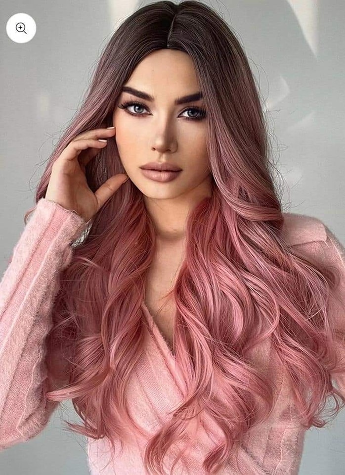Pink Curls With Dark Roots