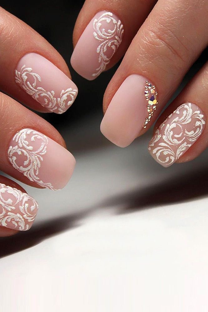 Pink Lace Wedding Nails