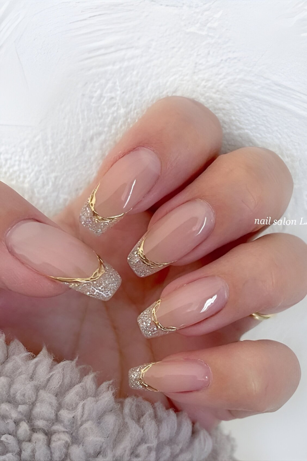 Pink Nails With Golden Tips