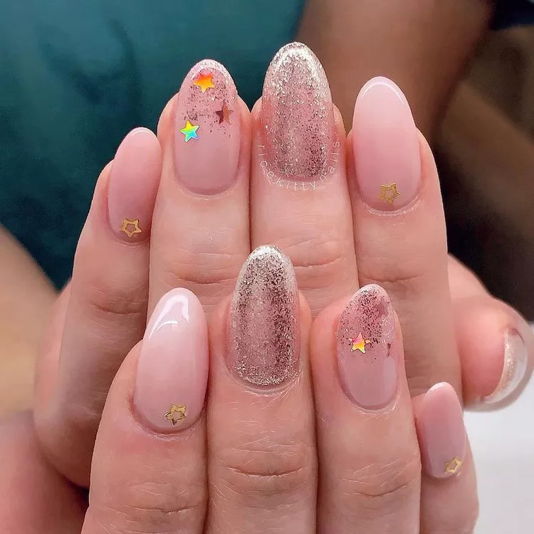 Pink Ombre Glitter Nail Designs