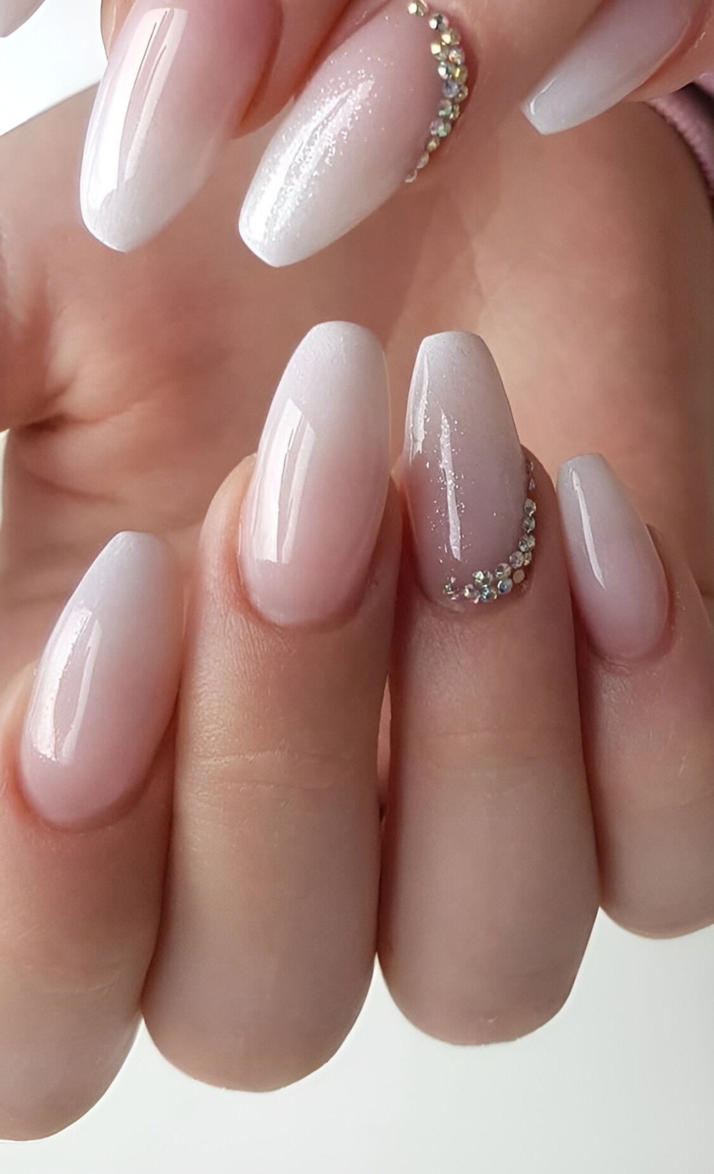 Pink Wedding Nail Designs With Gemstones
