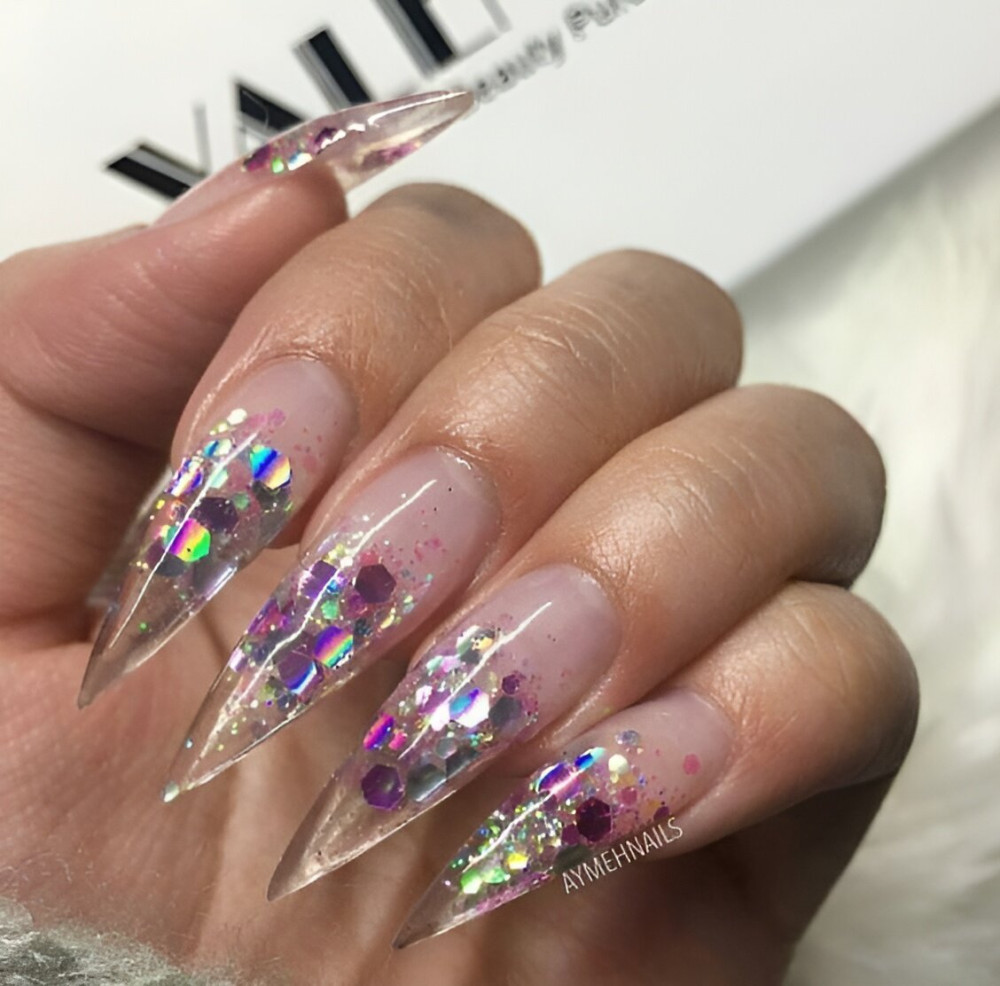 Pointy Glittered Nails