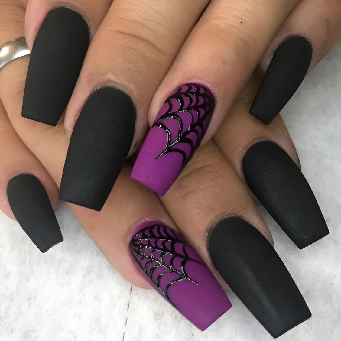 Purple And Black Manicure